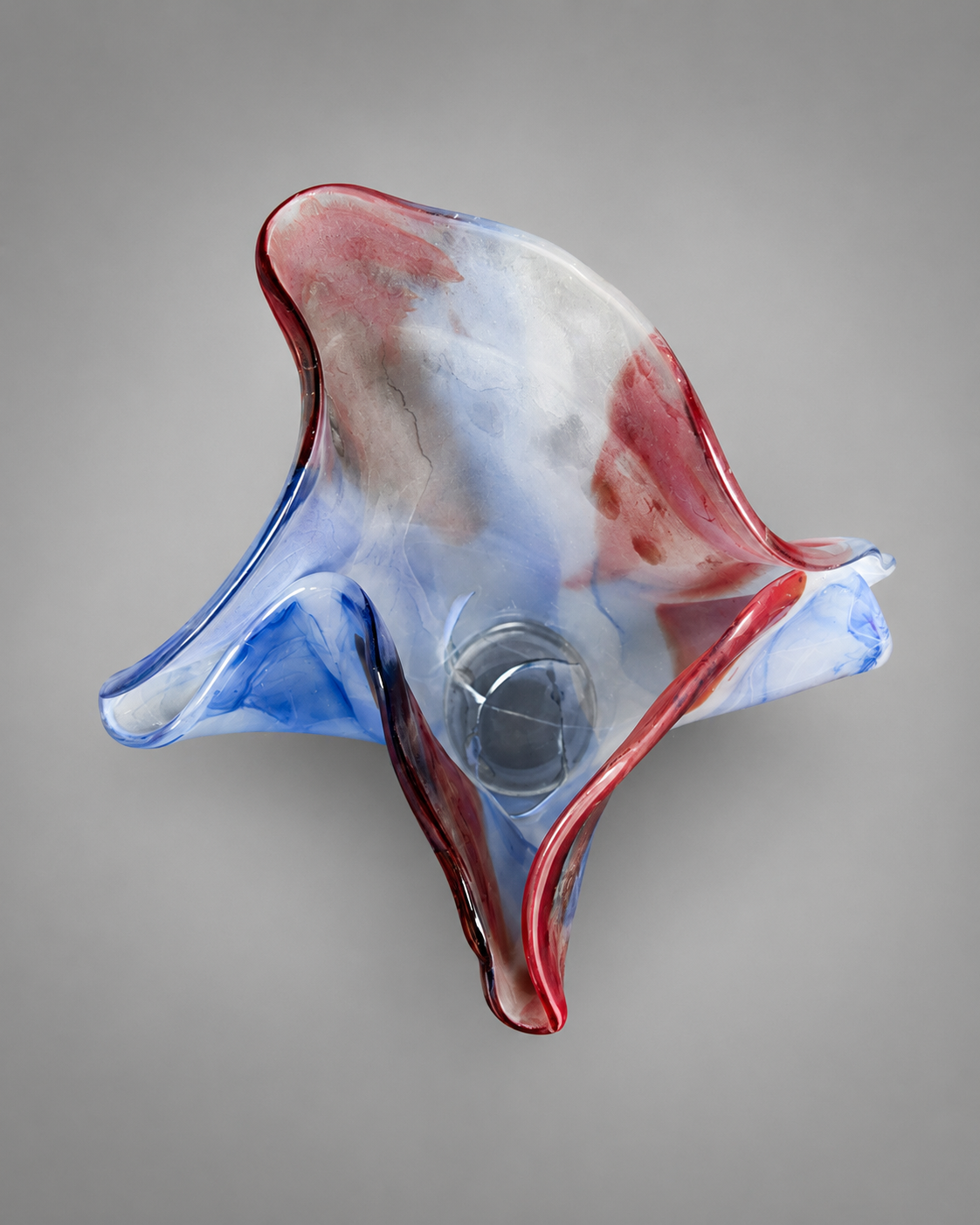 top view of an exotic multi-color vase that blooms outward