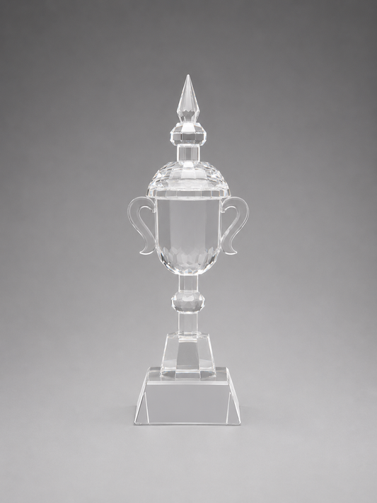 Front view of the crystal princess cup award