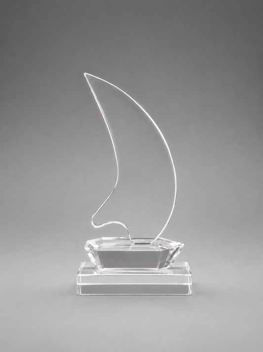 Front view of the crystal yacht award 