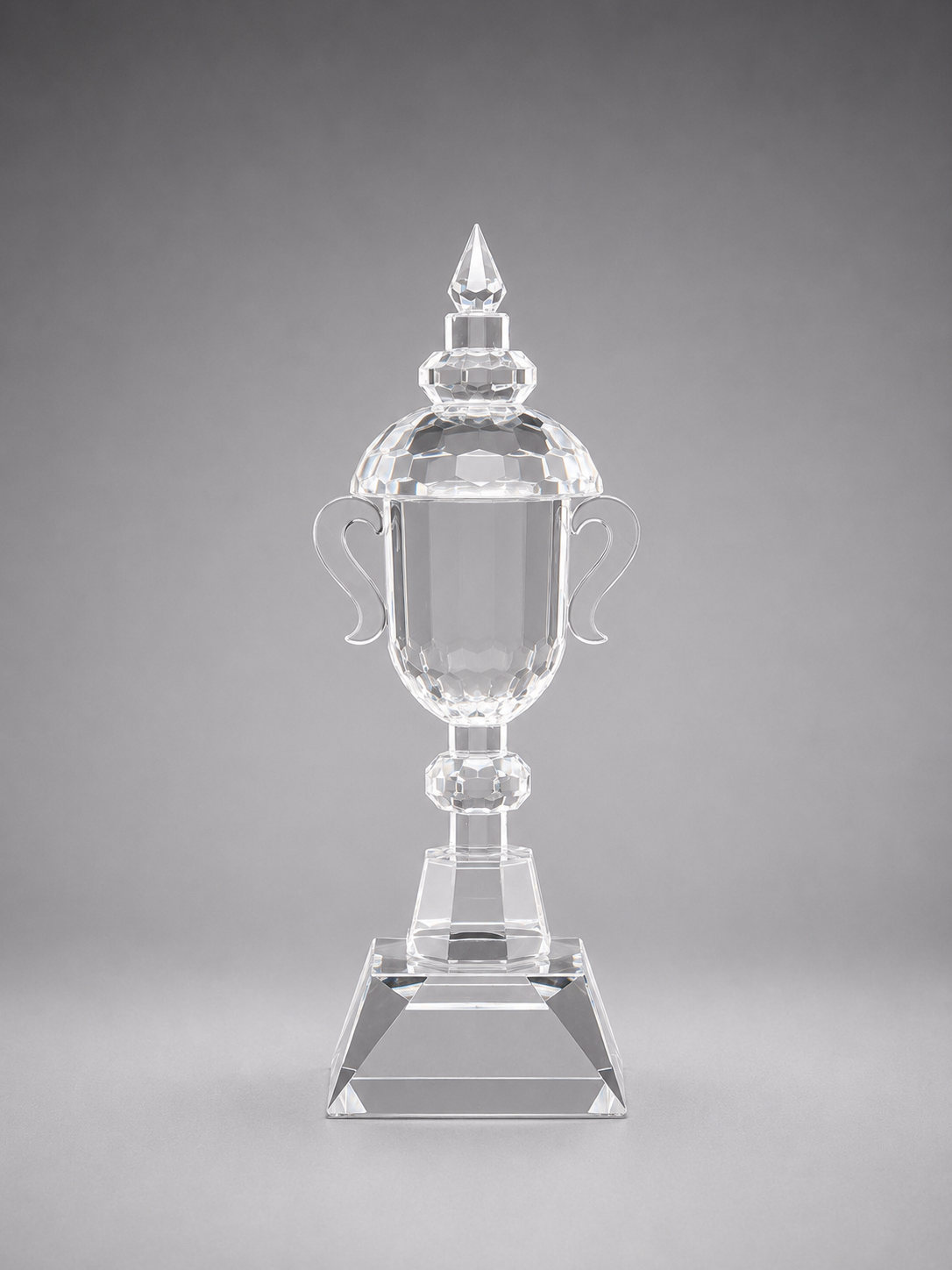 Front view of Crystal Queen's Cup Award. Crystal award/Trophy.