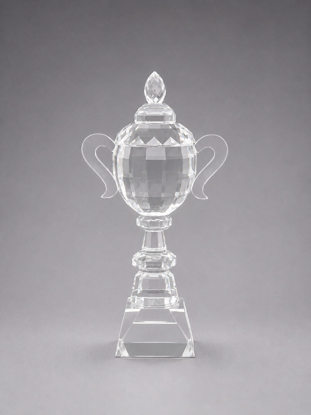 Front view of Crystal King's Cup. Crystal cup award.